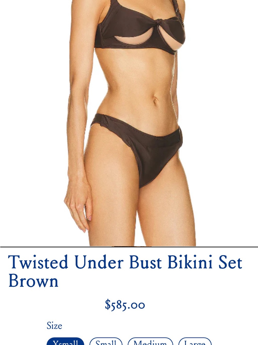 Twisted Under Bust Bikini Set - Brown